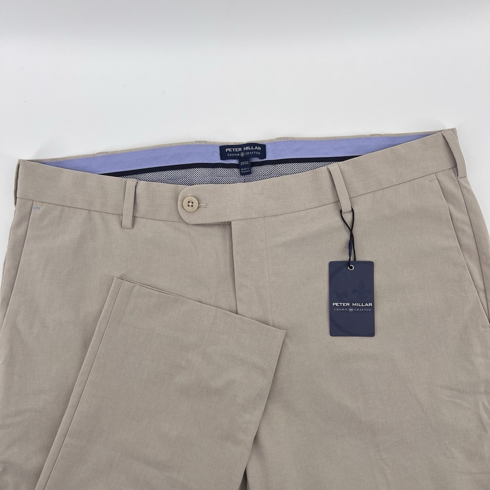 Peter Millar Crown Crafted Surge Performance Pants Mens 35x31 Oatmeal BRAND NEW
